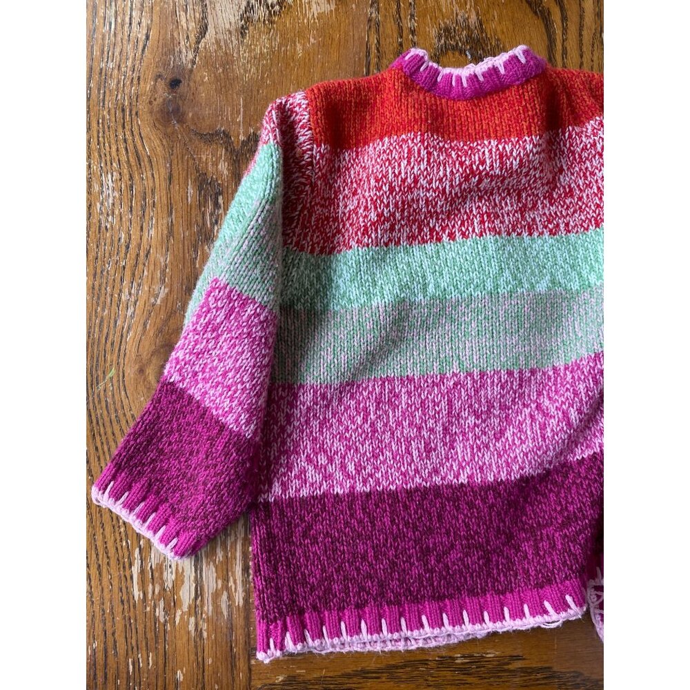 Vintage Toddler Girls Striped Cardigan Sweater Simply Basic 1990s Size 3T - Picture 7 of 9